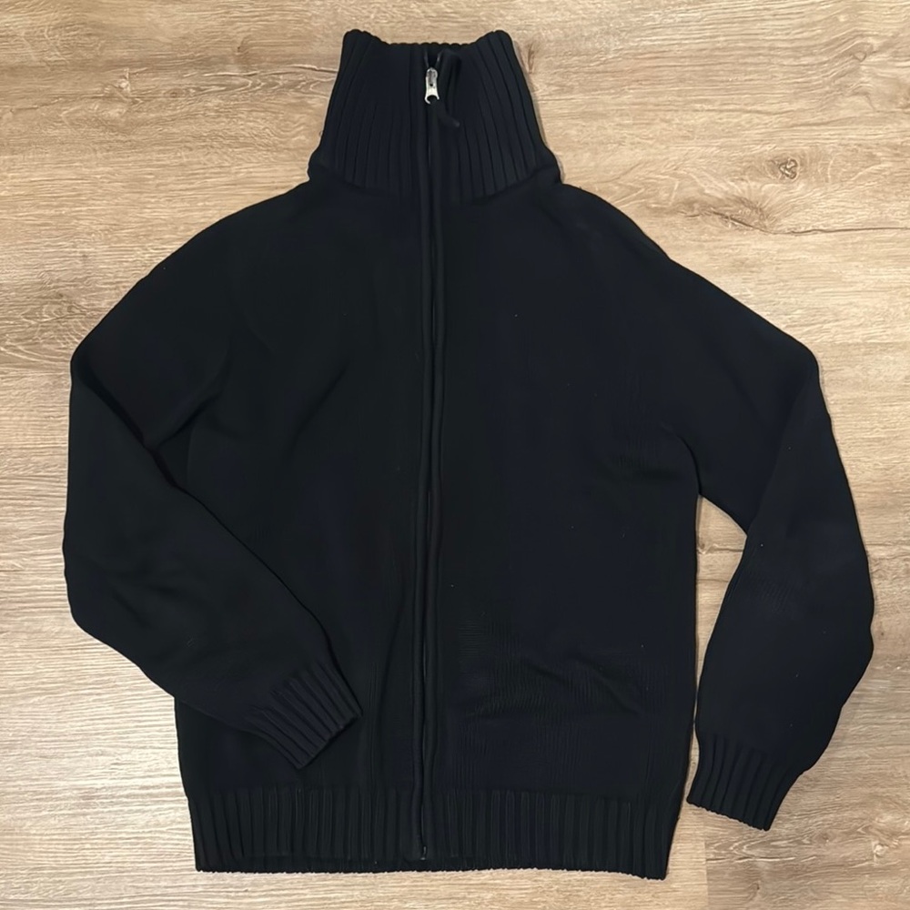 Zara Black Knit Zip Up Sweater